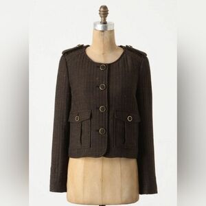 Anthropologie Cartonnier Brigade Tweed Jacket Size 12